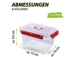 Outlet Frischhaltebox 1,5L Lunchbox Im Set Rot 1er Pack Vorratsdosen|Vorratsbehälter