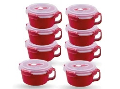 Frischhaltebox 0,85L Frühstücksschale Im Set Rot 8er Pack Vorratsdosen|Vorratsbehälter