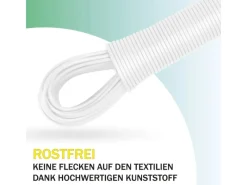 New Wäscheleine 20 Meter x 2,2 mm Weiß Wäschetrockner