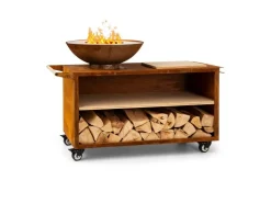 Schneidebretter<Blumfeldt Savage 2.0 Wide Feuerschale Grill Bambus-Schneidebrett Wetterschutz Braun Rost