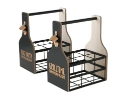 Boltze Küchenhelfer<Flaschenträger Grillhouse 2-fach Sortiert 33 cm x 18 cm x 29 cm Natur