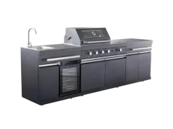 Hot Outdoorküche King Range 112 cm x 282 cm x 58 cm Schwarz Kühlschränke