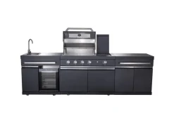 Hot Outdoorküche King Range 112 cm x 282 cm x 58 cm Schwarz Kühlschränke