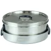 New Trekking-Geschirrset 3-teilig Silber-Schwarz Pfannen