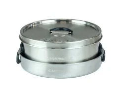 New Trekking-Geschirrset 3-teilig Silber-Schwarz Pfannen