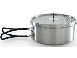 New Trekking-Geschirrset 3-teilig Silber-Schwarz Pfannen