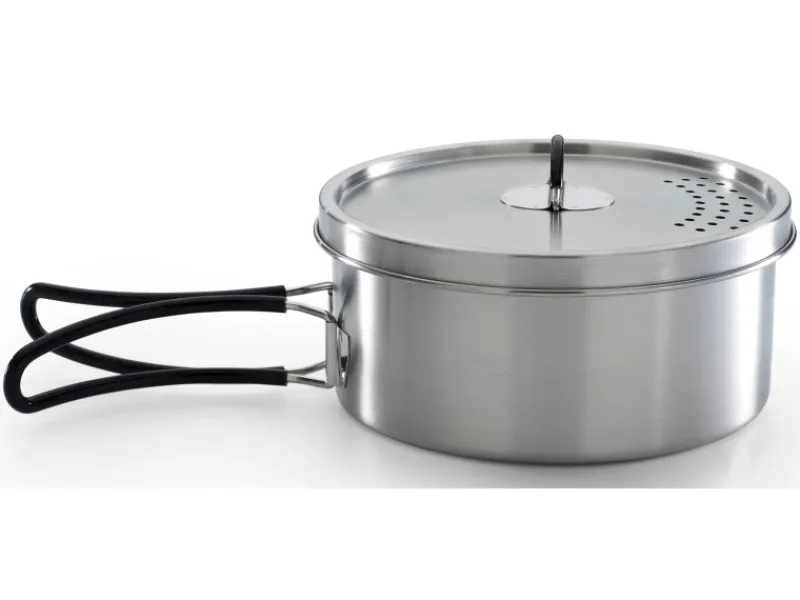 New Trekking-Geschirrset 3-teilig Silber-Schwarz Pfannen