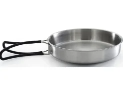New Trekking-Geschirrset 3-teilig Silber-Schwarz Pfannen