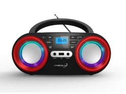 Hot CL-810 CD-Player mit LED-Discolichter CD/MP3/USB Radio Schwarz/Rot Haushaltsgeräte