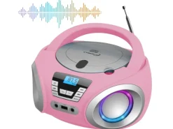 CL-910 CD-Player mit LED-Discolichter CD/MP3/USB Radio Pink Haushaltsgeräte
