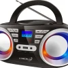 Hot CL-800 CD-Player mit LED-Discolichter CD/MP3/USB Radio Schwarz/Silber Haushaltsgeräte