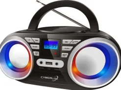 Hot CL-800 CD-Player mit LED-Discolichter CD/MP3/USB Radio Schwarz/Silber Haushaltsgeräte