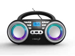 Hot CL-800 CD-Player mit LED-Discolichter CD/MP3/USB Radio Schwarz/Silber Haushaltsgeräte