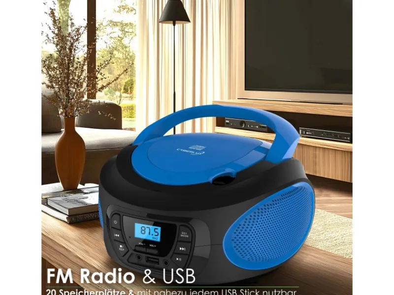 Sale CL-610 CD-Player Tragbar CD/MP3/USB Radio Blau Haushaltsgeräte