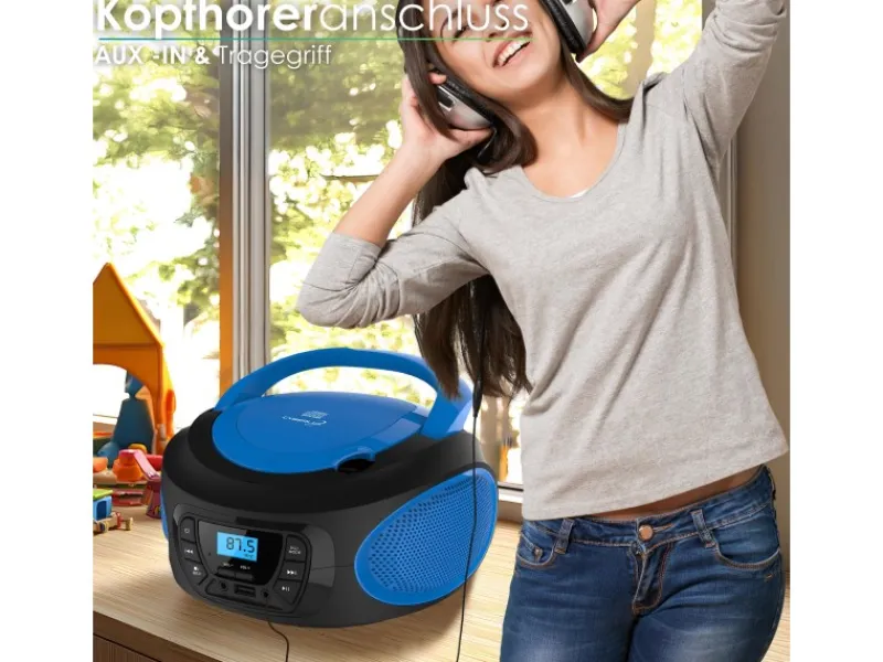 Sale CL-610 CD-Player Tragbar CD/MP3/USB Radio Blau Haushaltsgeräte