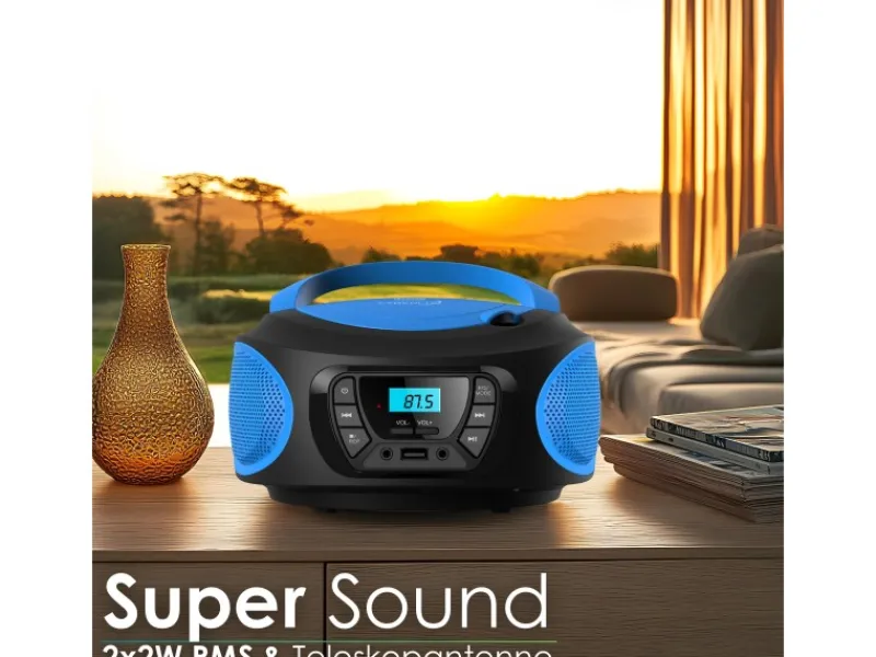 Sale CL-610 CD-Player Tragbar CD/MP3/USB Radio Blau Haushaltsgeräte