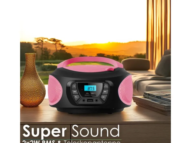Sale CYBERLUX CL-620 CD-Player Tragbar CD/MP3/USB Radio Pink