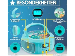 CL-940 Kinder CD-Player Tragbar CD/MP3/USB Radio Grün Haushaltsgeräte