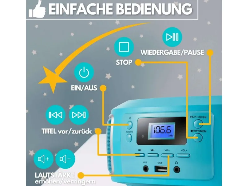 CL-940 Kinder CD-Player Tragbar CD/MP3/USB Radio Grün Haushaltsgeräte