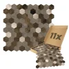 Discount Selbstklebende Fliesen 0,88m² 11 Stück Hexagon Braun Mix Gold Küchenrückwände