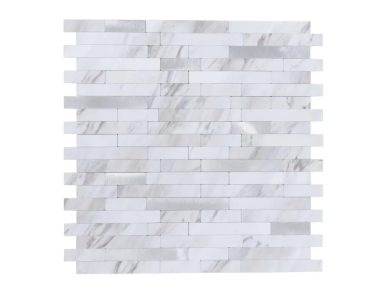Clearance Selbstklebende Fliesen 1m² 11 Stück Stein- Marmoroptik Weiß Silber Küchenrückwände