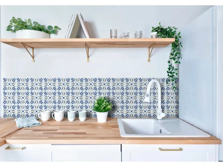 Clearance d-c-fix Wandfliesen Wall Tiles Cubia 6er-Set 15 cm x 15 cm Blue Gold