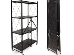 Best Klappbares Regal mit 4 Etagen 72x34x127 cm Servierwagen|Küchenregale