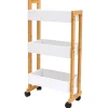 DuneDesign Küchenhelfer|Küchenregale<Bambus Küchen-Nischenregal auf Rollen 38 x 20 x 80 cm