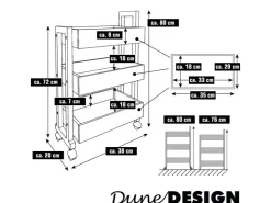 DuneDesign Küchenhelfer|Küchenregale<Bambus Küchen-Nischenregal auf Rollen 38 x 20 x 80 cm