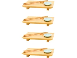 Discount 4er Set Japanisches Sushi Brett 27 x 16 x 4 cm mit Schälchen Küchenhelfer