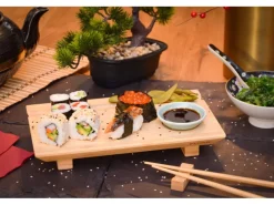 2er Set Japanisches Sushi Brett 27 x 16 x 4 cm mit Schälchen Küchenhelfer