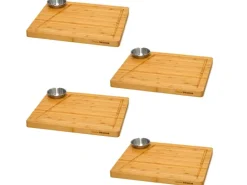 Sale DuneDesign 4er Set Schneidebrett aus Bambus 30 x 25 cm mit Dipschale