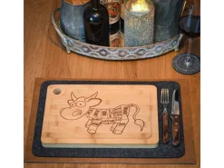 Online 4er Set Steakteller aus Bambus 33 x 23 x 2cm Motiv Comic-Kuh Küchenhelfer|Schneidebretter