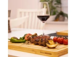 4er Set Steakteller aus Bambus 33 x 23 x 2cm Motiv Kuh Küchenhelfer|Schneidebretter