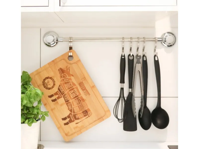 4er Set Steakteller aus Bambus 33 x 23 x 2cm Motiv Kuh Küchenhelfer|Schneidebretter