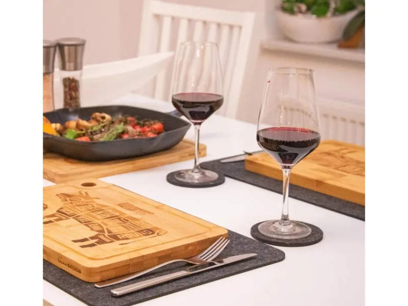 4er Set Steakteller aus Bambus 33 x 23 x 2cm Motiv Kuh Küchenhelfer|Schneidebretter