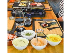 Sale Raclette Teller Set mit Dipschale für 4 Personen 30 x 25 cm Küchenhelfer