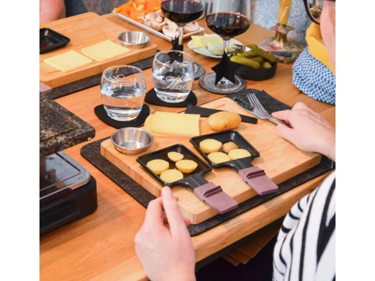 Sale DuneDesign Raclette Teller Set mit Dipschale für 6 Personen 30 x 25 cm