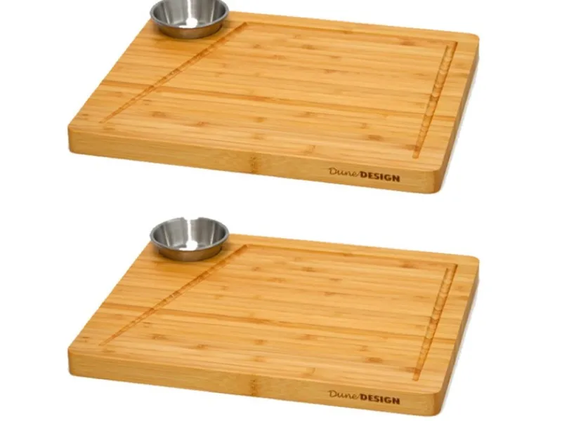 Sale Schneidebrett aus Bambus 2er Set 30 x 25 x 2 cm mit Saftrille Schneidebretter|Küchenhelfer