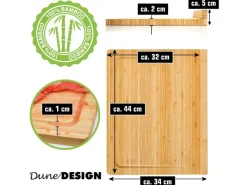 Outlet Schneidebrett aus Bambus 44 x 34 x 2 cm mit Kante Single-Küchen|Schneidebretter