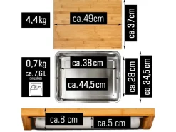 Online DuneDesign Schneidebrett 49 x 37 x 8 cm mit Edelstahl Auffangschale