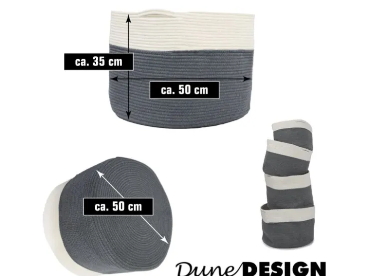 Online DuneDesign XXL Aufbewahrungskorb aus Baumwolle 60 Liter Ø 50 x 35 cm