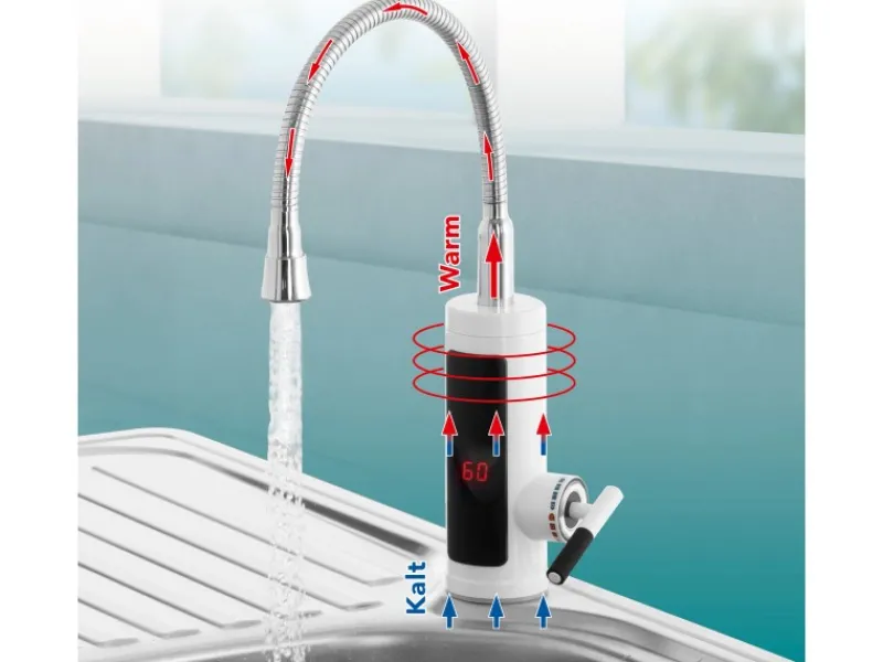 Outlet Warm und Kaltwasserarmatur mit integriertem Durchlauferhitzer 3600 W Durchlauferhitzer