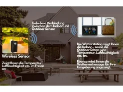 New Eco-450 Funkwetterstation mit LCD Farbdisplay Wettervorhersage Außensensor Haushaltsgeräte
