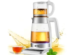 Ecosa Haushaltsgeräte<EO-695 Teekocher mit Temperatureinstellung BPA-Frei 1,8L  2200 Watt Weiß