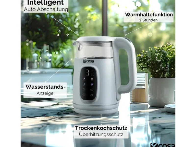 Best EO-698 Wasserkocher mit Temperatureinstellung 1,7 L Haushaltsgeräte