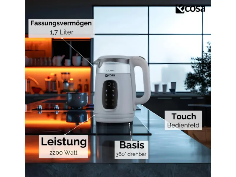 Best EO-698 Wasserkocher mit Temperatureinstellung 1,7 L Haushaltsgeräte