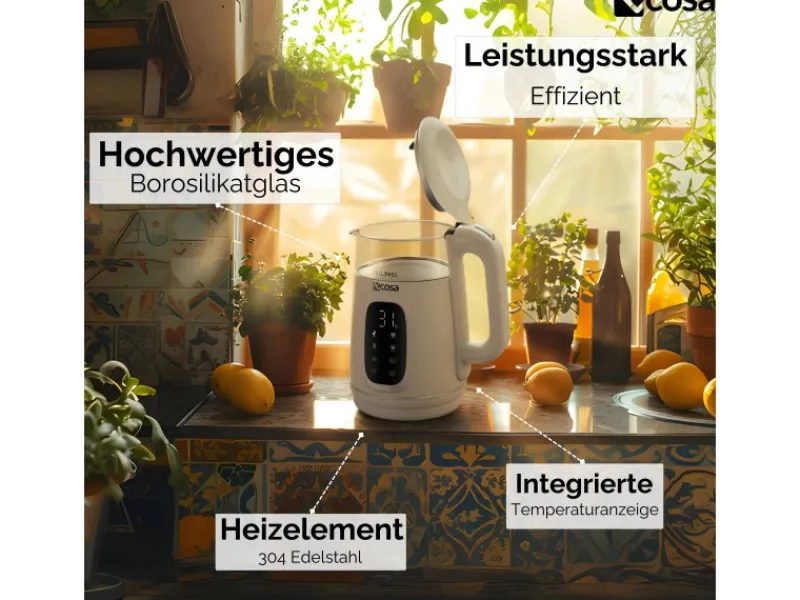 Best EO-698 Wasserkocher mit Temperatureinstellung 1,7 L Haushaltsgeräte
