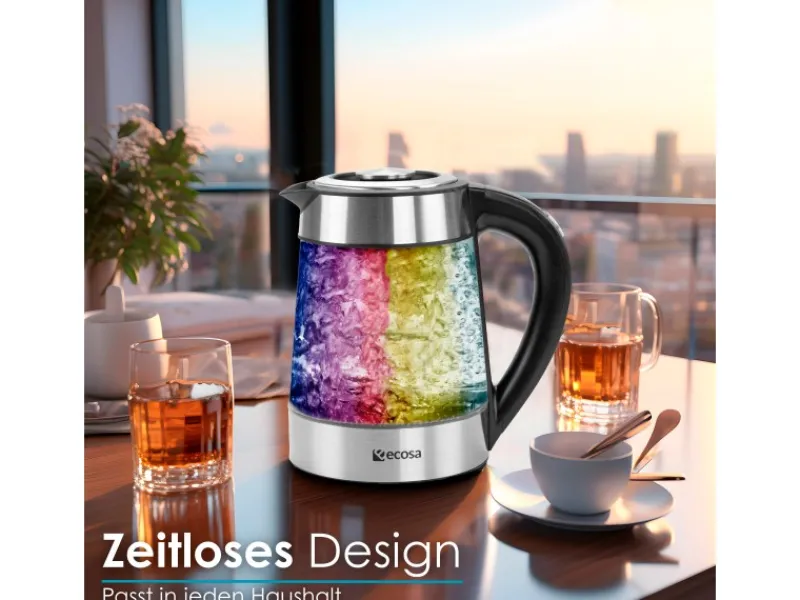 Outlet EO-650 Wasserkocher mit Temperatureinstellung und Teefilter 1,7 L Haushaltsgeräte
