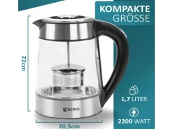 Outlet EO-650 Wasserkocher mit Temperatureinstellung und Teefilter 1,7 L Haushaltsgeräte
